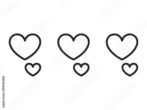 Heart love icon set romance relationship valentine symbols vector