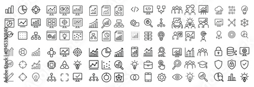 Technology icons with code database server minimal