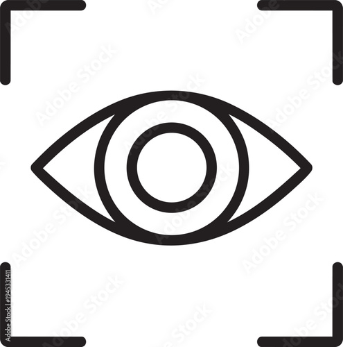 Eye scanning iris recognition linear sign for identity biometric verification and authentication technology isolated vector
