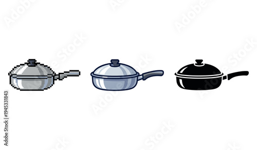 Evolution of cookware design: pixel to modern black pans