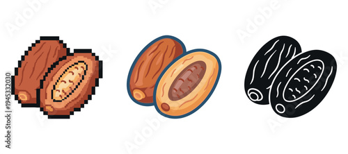 Three artistic date illustrations: pixel, modern, and monochrome styles