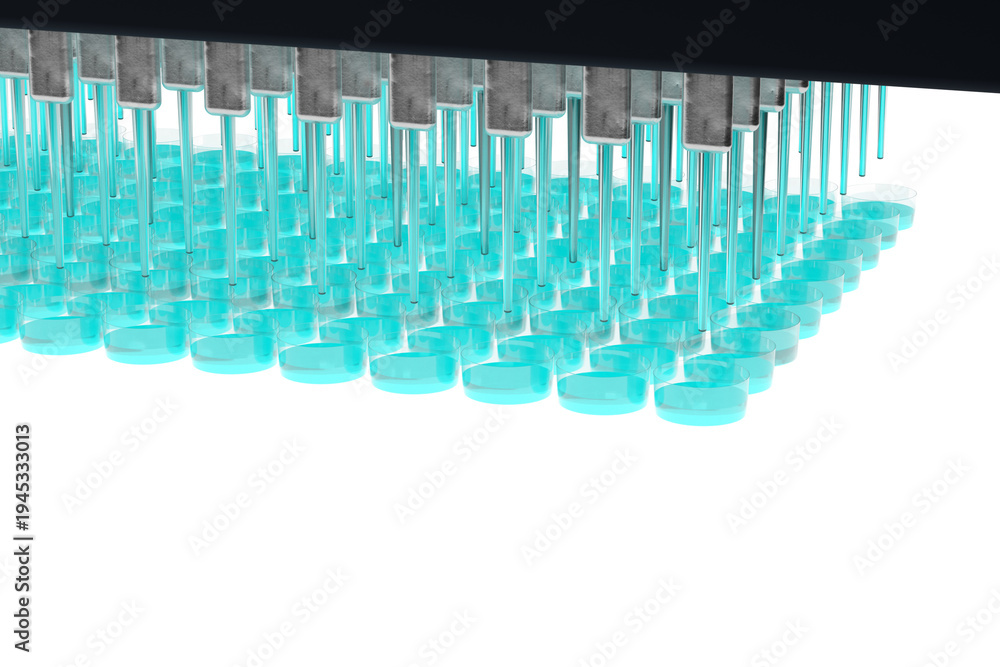 Obraz premium Professional In Vitro Test in Sterile Laboratory. Biotechnology Research and Medical Science Concept 3D illustration.