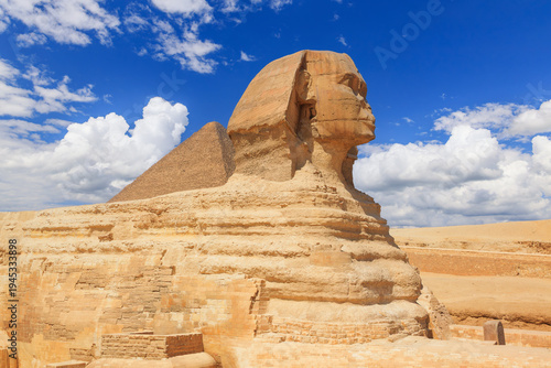 Cairo, Egypt. The Sphinx and Pyramid of Khafre.