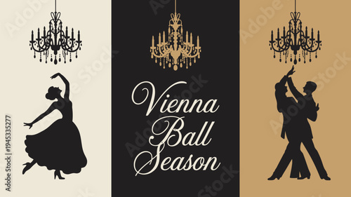 A couple dancing under chandeliers during the Vienna Ball Season