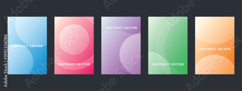 Set of Abstract Gradient Vector Cover Templates with Circular Overlay Shapes, Minimalist Soft Pastel Backgrounds for Brochure and Social Media Design