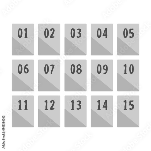 グレーのテーブル番号札のイラストセット