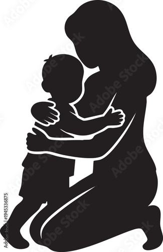 Tender moment of maternal love and child's embrace, symbolizing family connection and nurturing care