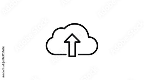 Cloud Upload Icon: A minimalist cloud icon with an upward-pointing arrow, symbolizing uploading and data transfer in a clean and modern design.