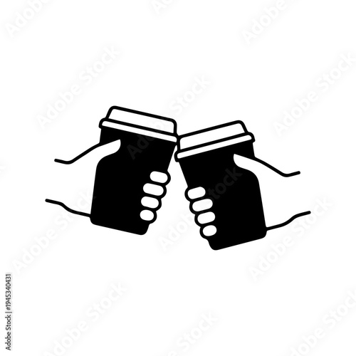 Coffee Toast Icon – Two Cups Clinking.