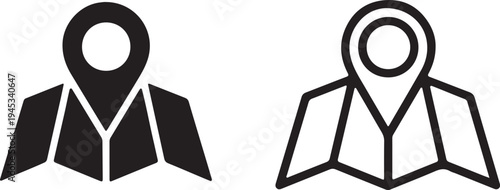 map icon set with location pin silhouette and outline navigation symbol vector illustration