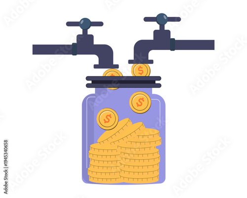 Multiple streams of passive income or revenue from invest in multi assets side hustles to make money vector illustration 