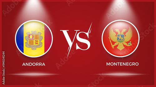 andorra vs montenegro flag use for uefa european play off world cup 2026 template banner design.