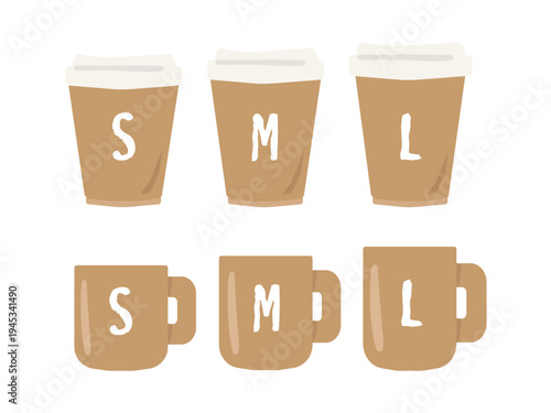 紙カップとマグカップのコーヒー（茶）のイラストセット