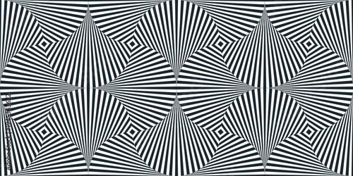 Linear geometric flowers seamless pattern, vector tiling abstract background of optical art lines curvy shapes look like flowers, elegant endless wallpaper.