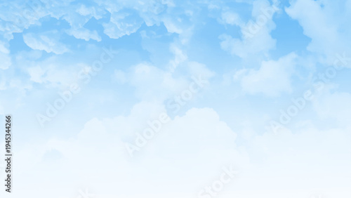 Wispy clouds dancing in clear sky. Beautiful blue sky background with clouds. Serene sky framed by luminous clouds