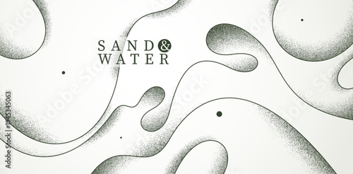 Curvy relaxing lines vector abstract background, creative concept of sea and ocean waves on a shore, calming shapes of waves over the sand wallpaper.