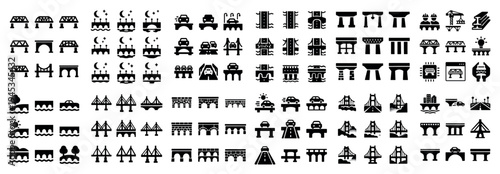 Bridge icons with road and arch outline