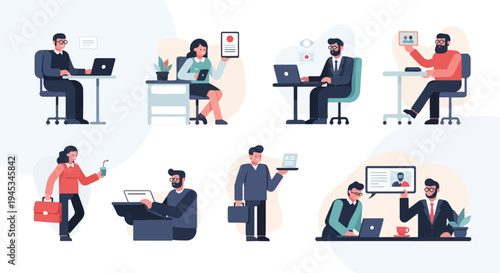 Wallpaper Mural Diverse group of professionals working on laptops and tablets in modern offices Torontodigital.ca