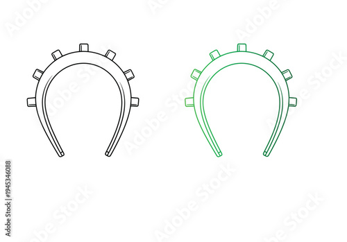 Headband icons in outline and gradient green: hair accessory, fashion, represents a hair accessory