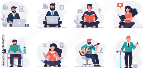 Diverse people engaged in various activities, from work to leisure (1)