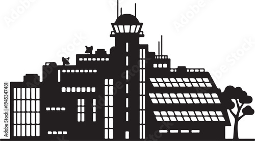 Research Lab in silhouette on white background.