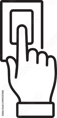 Request button push finger linear sign for communal housing public utility online service isolated vector illustration