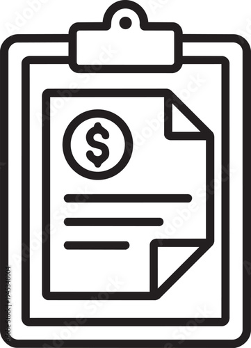 Utility bills document clipboard linear sign for communal housing public utility financial invoice isolated vector illustration