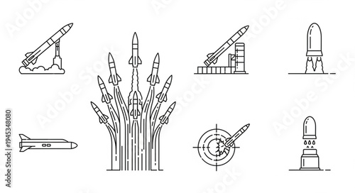 Collection of missile launch and targeting illustrations.