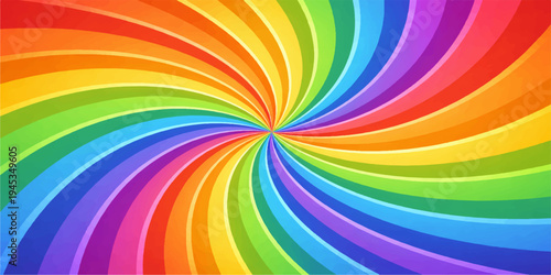 A vibrant abstract rainbow background features a colorful spectrum design with bright multicolor swirls and light effects on a textured vector illustration backdrop