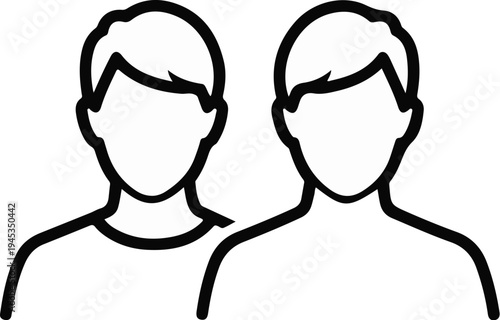 Simple graphic representation of two stylized people's heads and shoulders