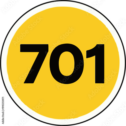 Simple graphic with large black numbers on a bright yellow circle background