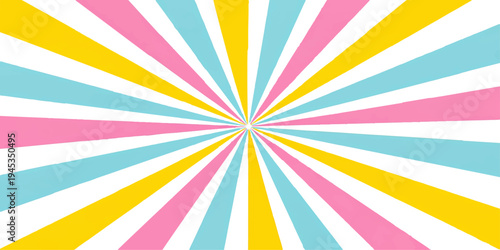 An abstract colorful background featuring a retro sunburst design with rainbow rays and a grunge texture creates a vintage vector illustration perfect for a vibrant wallpaper or art backdrop