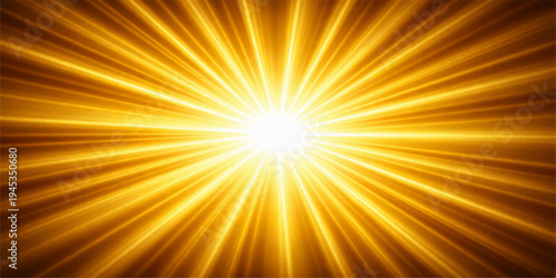An abstract summer sunburst background vector features bright orange and yellow rays exploding from a central star to create a warm sunlight design