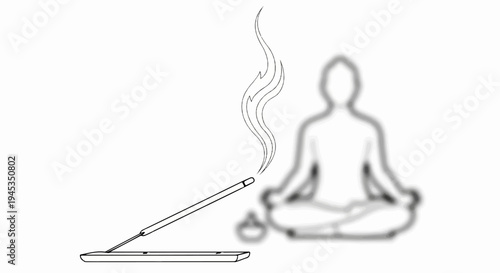 Silhouette of person meditating beside an incense stick burning