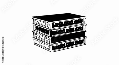 Stack of four ice cream sandwiches with dripping chocolate and sprinkles