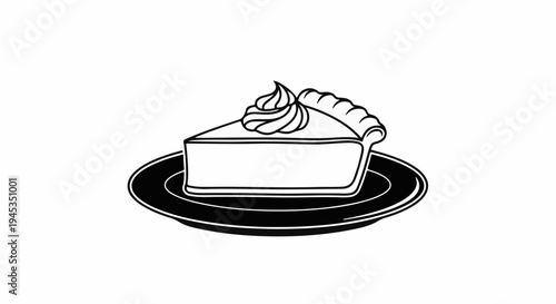 Slice of pie with whipped cream on a dark plate