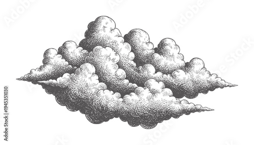 Vintage engraving of cumulonimbus storm clouds