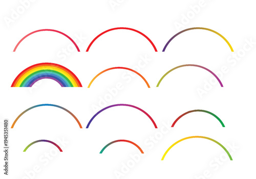 Collection of rainbow arcs and curves - sky, weather, and hopeful backgrounds