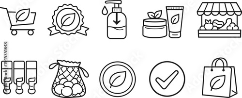 Collection of eco-friendly transportation and sustainability icons