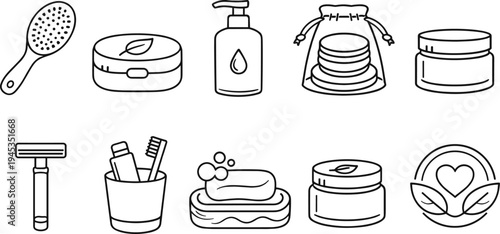 Collection of eco-friendly urban living and sustainability icons