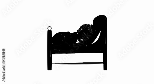 Silhouette of a person sleeping peacefully in bed