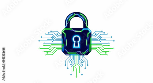 Digital lock with circuit board connections in neon blue and green