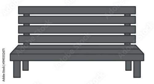 Gray wooden bench on Transparent Background, simple furniture design