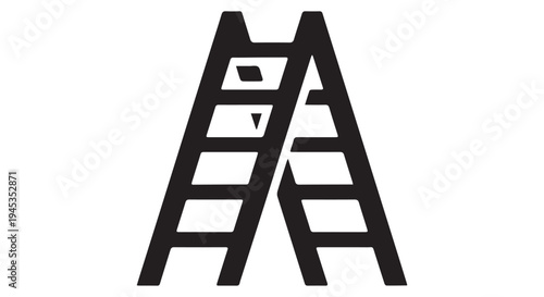 Grey A frame ladder icon on Transparent Background for construction and DIY projects