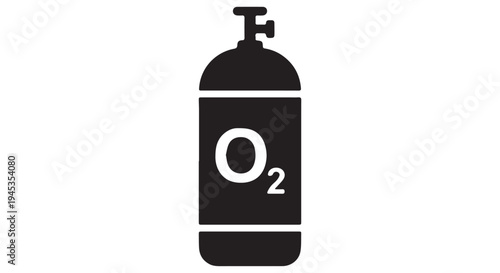 Stylized oxygen tank icon in black and white, symbolizing medical oxygen supply