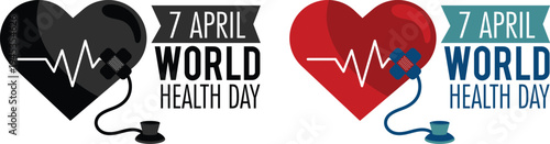 World Health Day icon set collection featuring heart, stethoscope, global health care symbols and medical awareness concepts for April 7 healthcare campaigns.