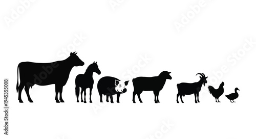 A donkey and a foal standing side by side vector silhouette