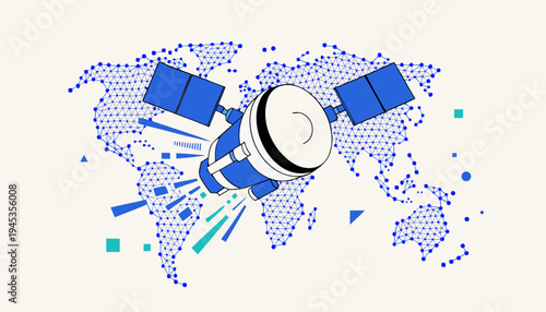 creative vector of a generic satellite orbiting