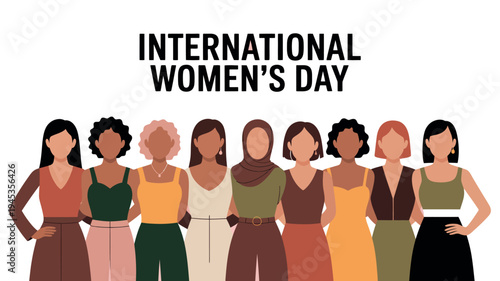 A diverse group of women celebrating International Women's Day with unity and solidarity