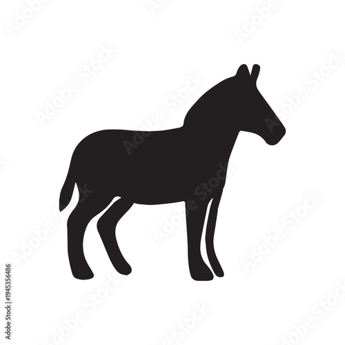 A striking black silhouette depicts a horse standing in profile showcasing its muscular build and elegant form